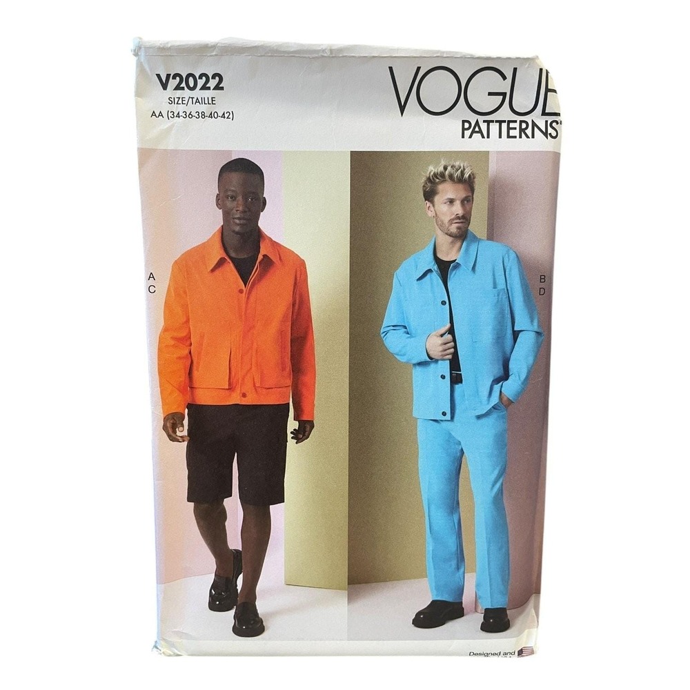 Vogue V2022 Sewing Pattern Mens Size 34-42 Multi Jacket Shorts Pants Uncut